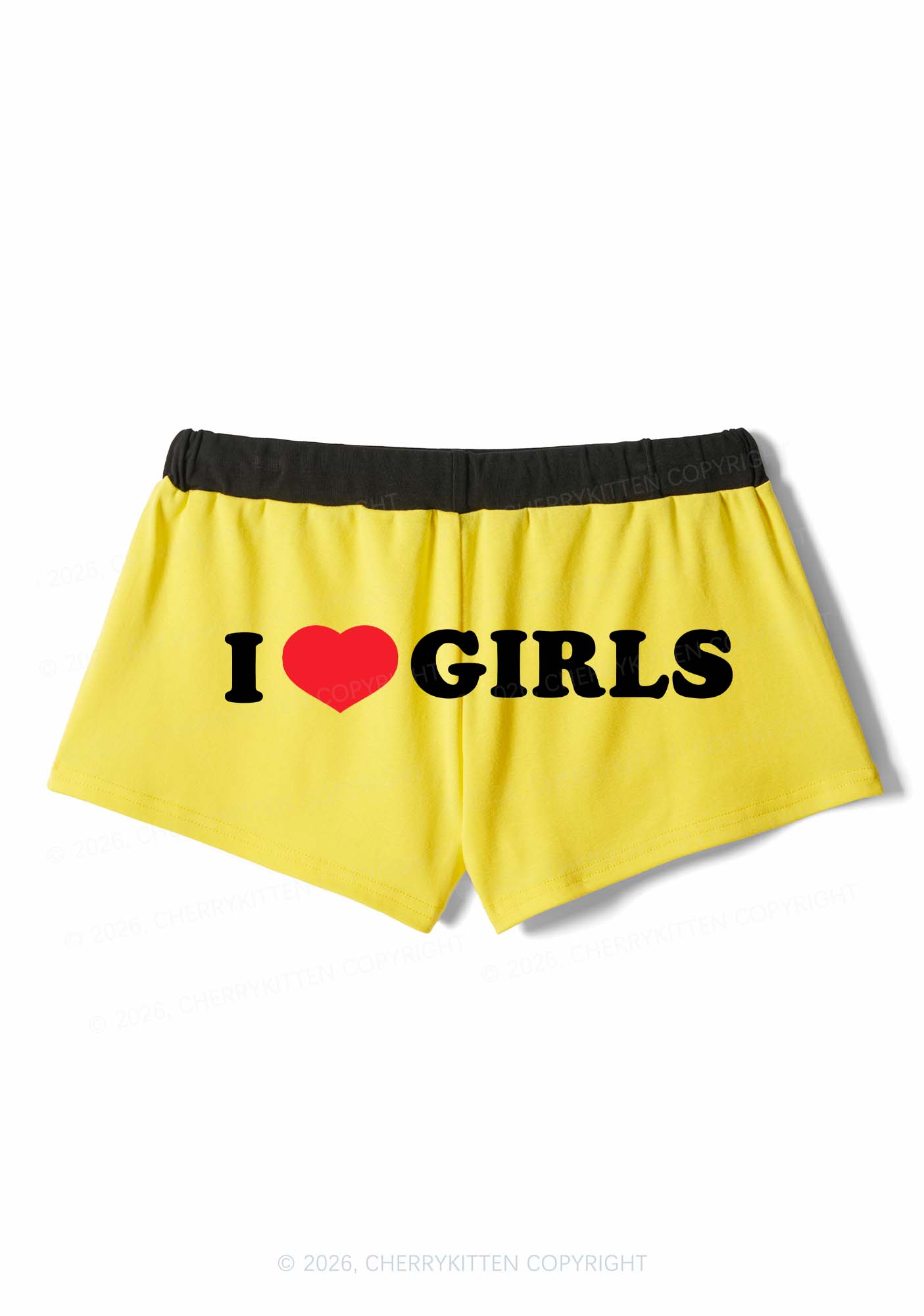 I Love Girls Pride Y2K Drawstring Mini Shorts Cherrykitten