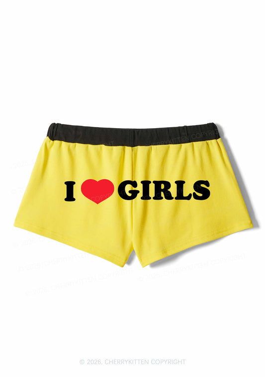 I Love Girls Pride Y2K Drawstring Mini Shorts Cherrykitten