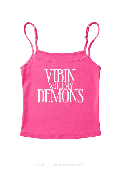 Halloween Vibin With My Demons Y2K Spaghetti Strap Cami Cherrykitten