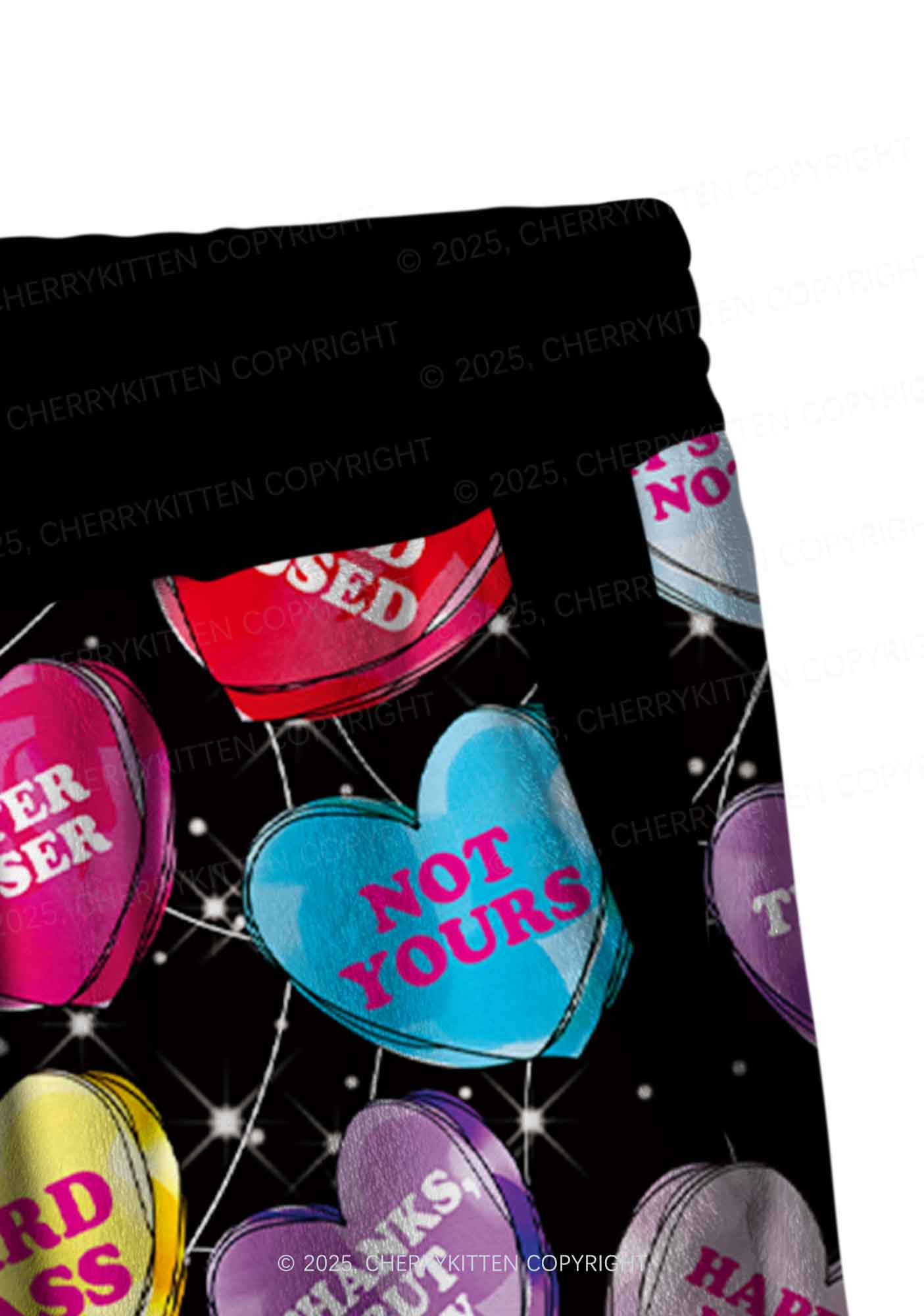 Anti Romantic Candy Y2K Valentine's Day Fleece Long Sleeve Pajama Set Cherrykitten