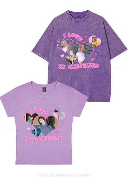 Custom GF BF Photo Y2K Valentine's Day Couple Shirt Cherrykitten