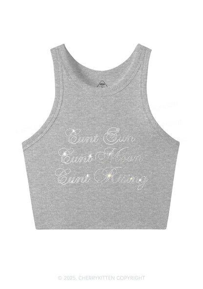 Rhinestone Sun Moon Rising Y2K Crop Tank Top Cherrykitten