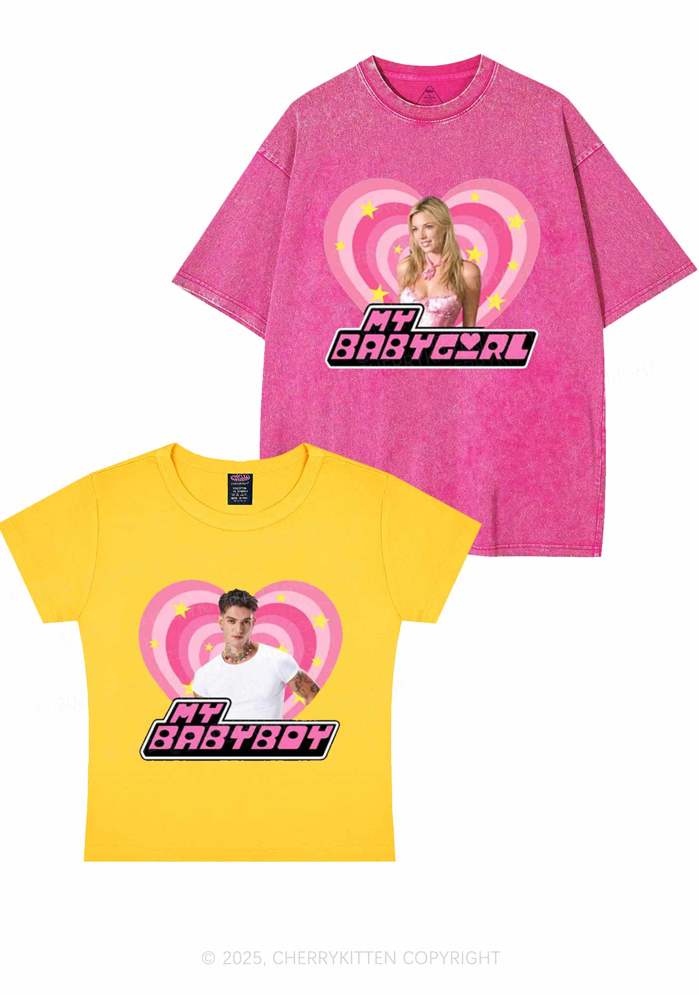 Custom Photo My Baby Y2K Valentine's Day Couple Shirt Cherrykitten