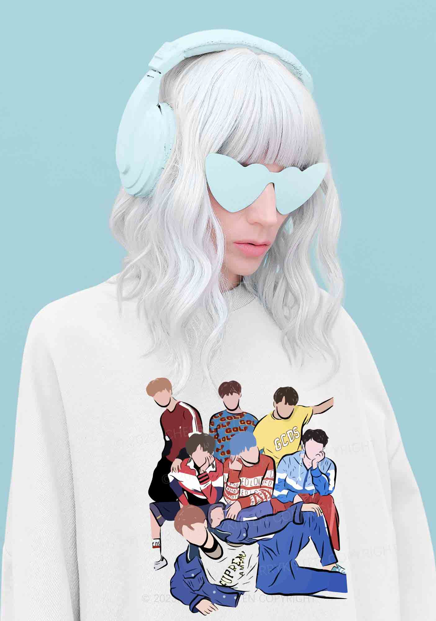 Bangtan Group Kpop Y2K Sweatshirt Cherrykitten