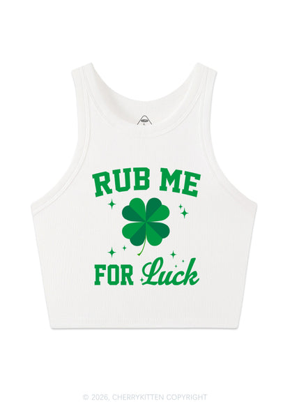 Rub Me For Luck St Patricks Y2K Crop Tank Top Cherrykitten