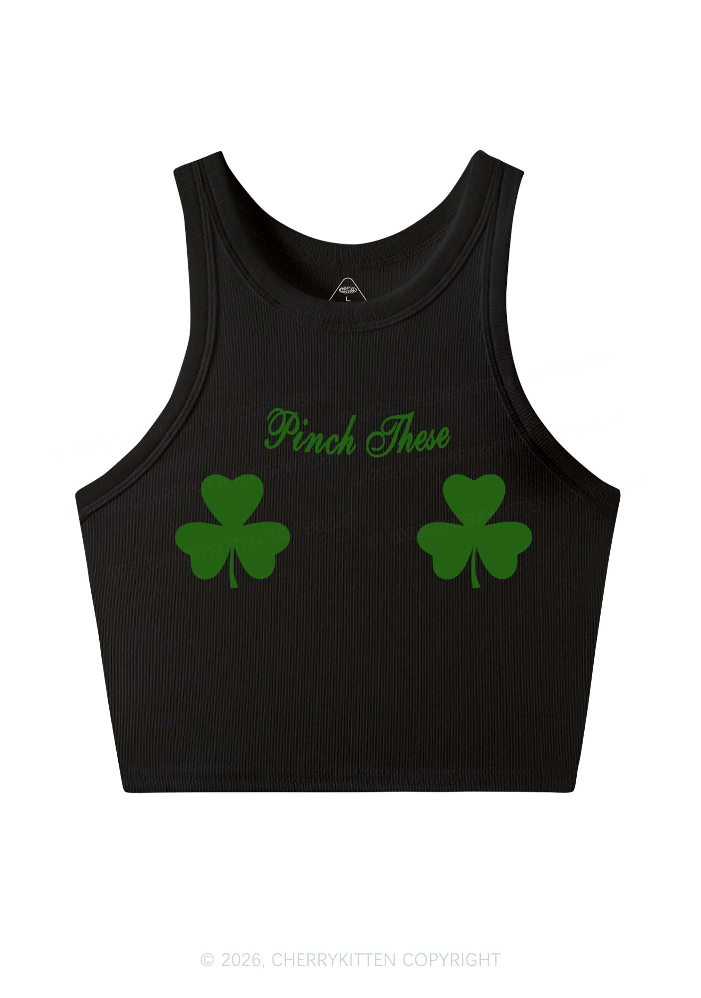 Pinch These St Patricks Y2K Crop Tank Top Cherrykitten