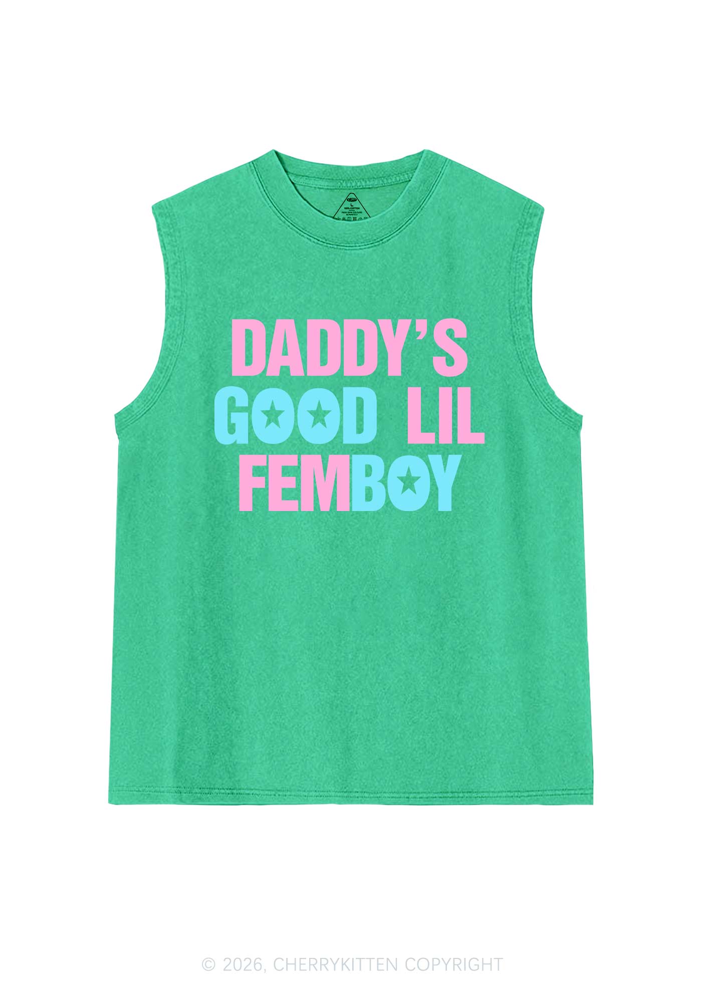 Daddys Good Lil Femboy Pride Y2K Washed Muscle Tank Cherrykitten