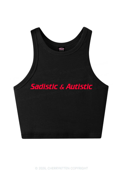 Sadistic Autistic Y2K Crop Tank Top Cherrykitten