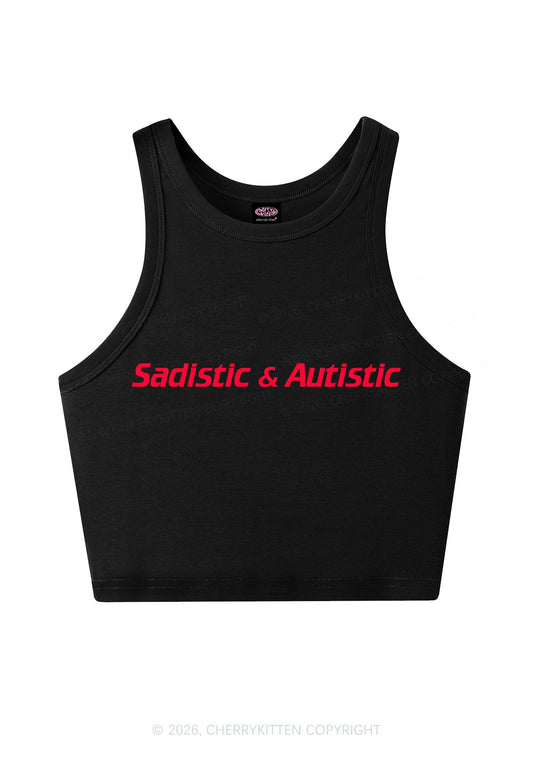 Sadistic Autistic Y2K Crop Tank Top Cherrykitten