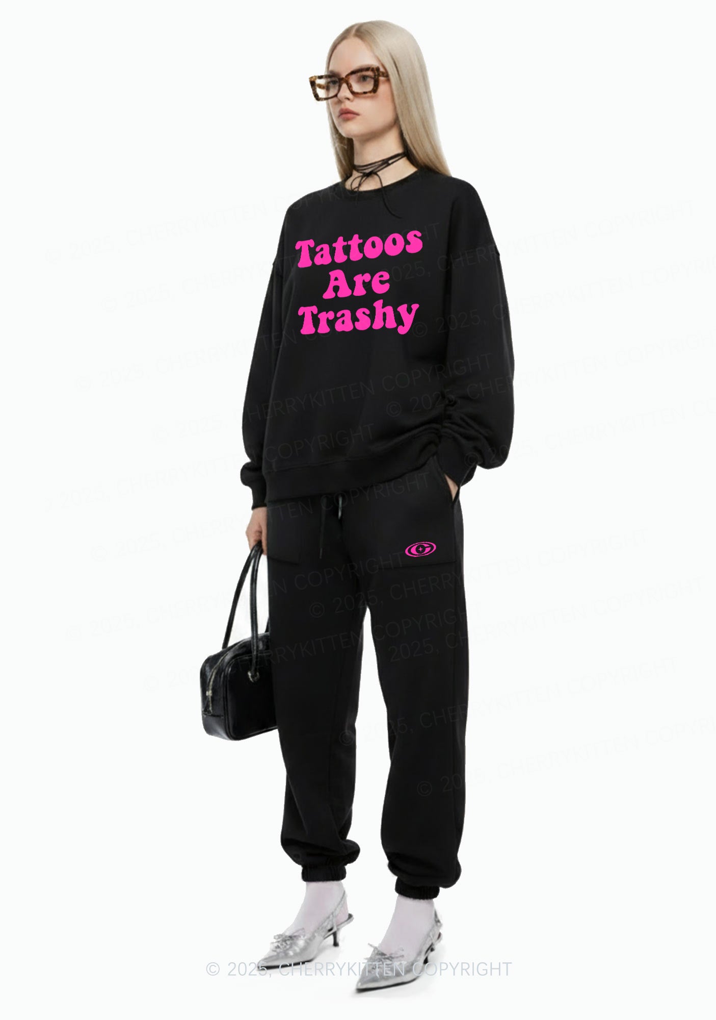 Tattoos Are Trashy Y2K Fleece Sweatshirts Set Cherrykitten