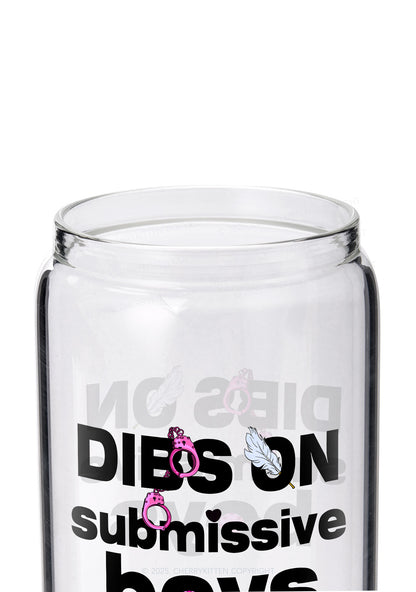 Dibs On S Boys Y2K Printed Glass Cup Cherrykitten