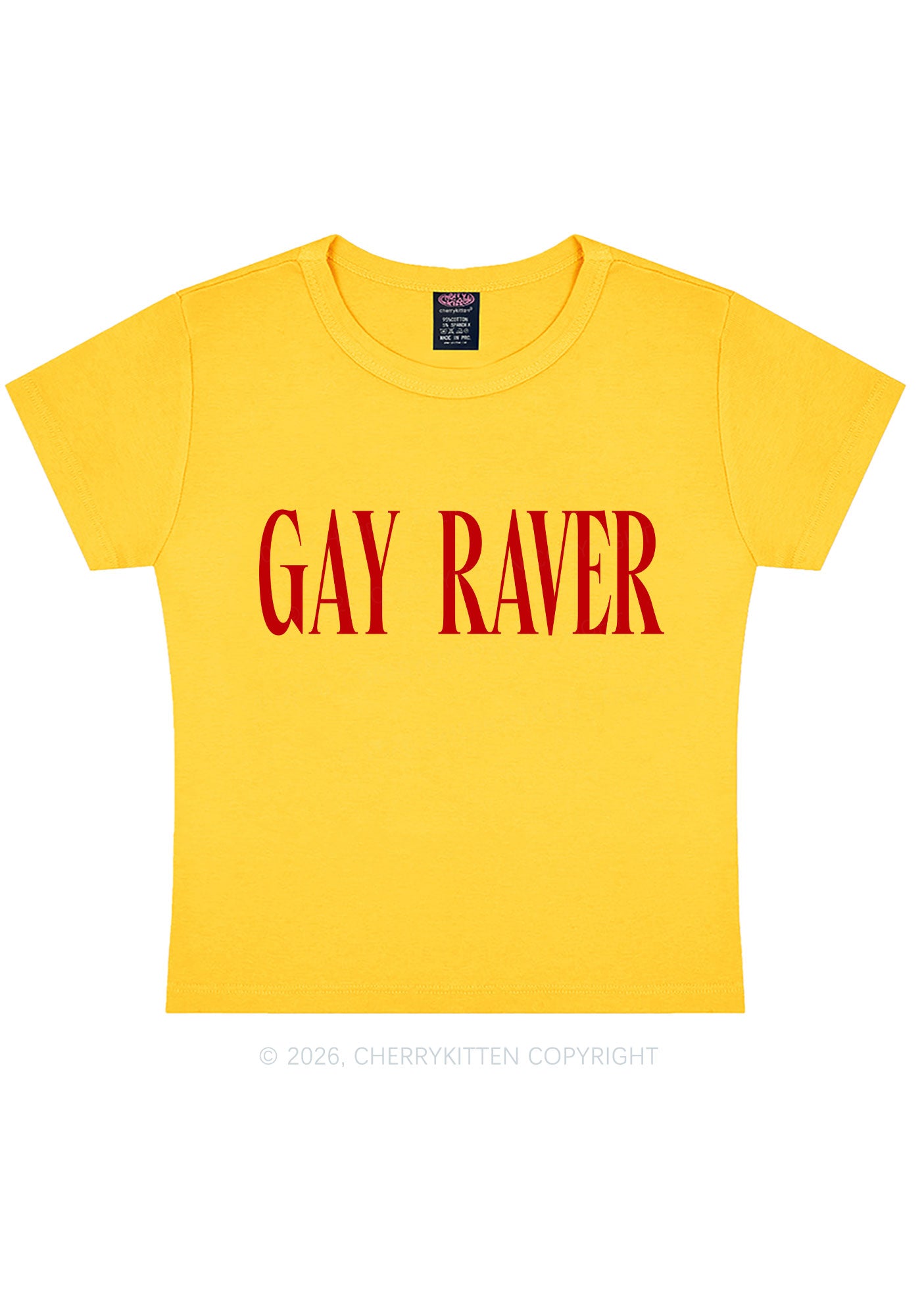 Gay Raver Pride Y2K Baby Tee Cherrykitten