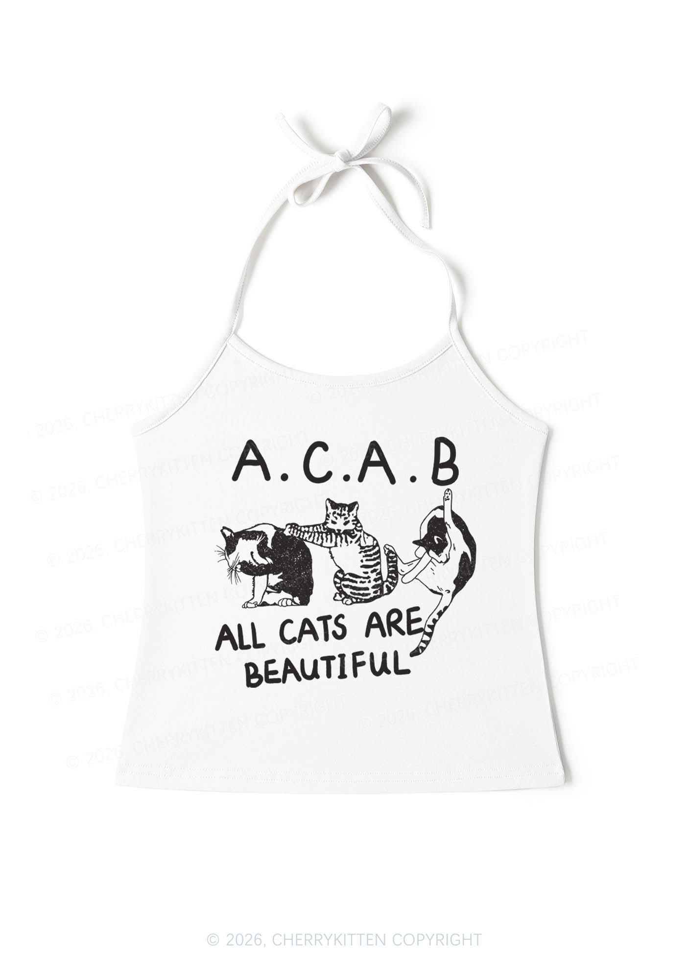 ACAB Cats Y2K Halter Neck Cami Cherrykitten