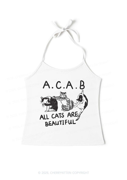 ACAB Cats Y2K Halter Neck Cami Cherrykitten
