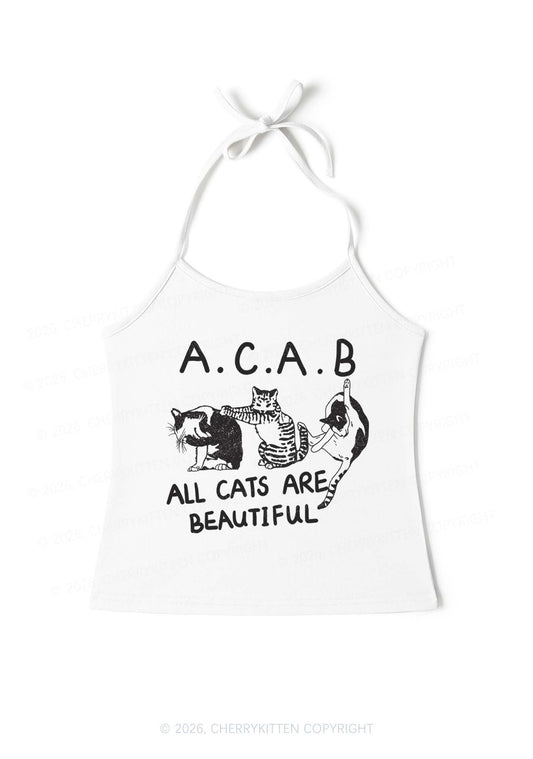 ACAB Cats Y2K Halter Neck Cami Cherrykitten