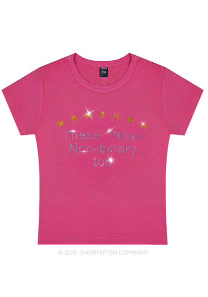 Rhinestone Txtties Nonbinary Too Y2K Baby Tee Cherrykitten