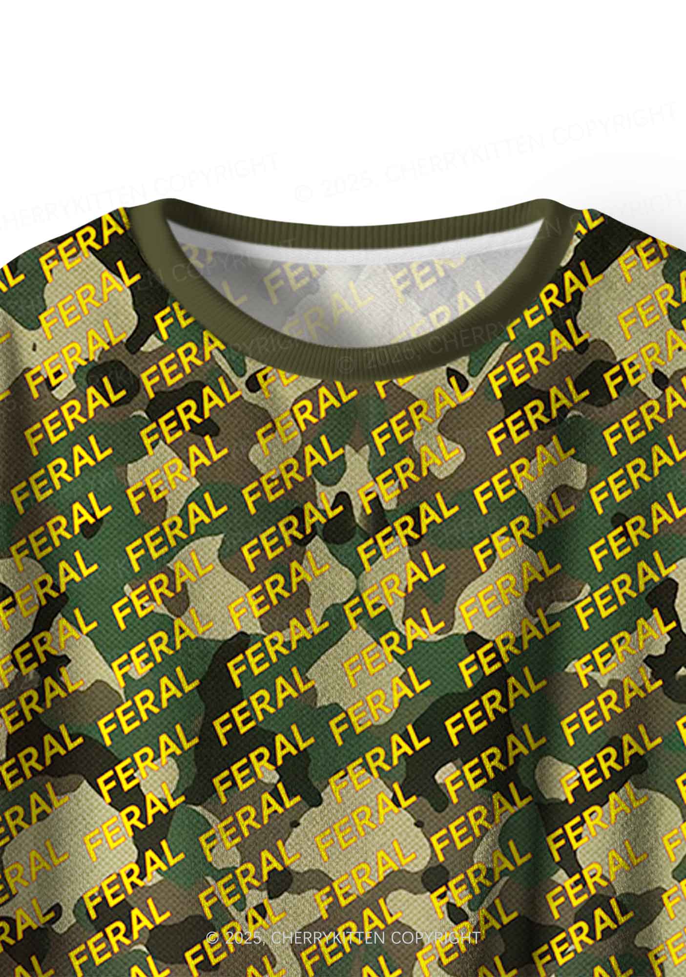 Wild Camouflage Feral Y2K Fleece Long Sleeve Pajama Set Cherrykitten