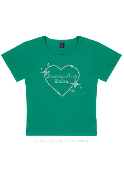 Rhinestone Borderline Personality Babe Y2K Baby Tee Cherrykitten