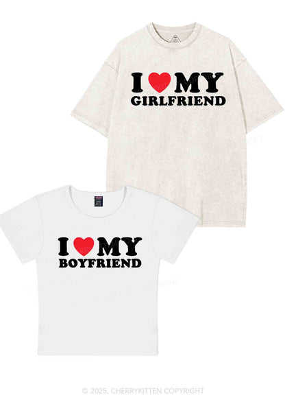 I Love GF BF Y2K Valentine's Day Couple Shirt Cherrykitten