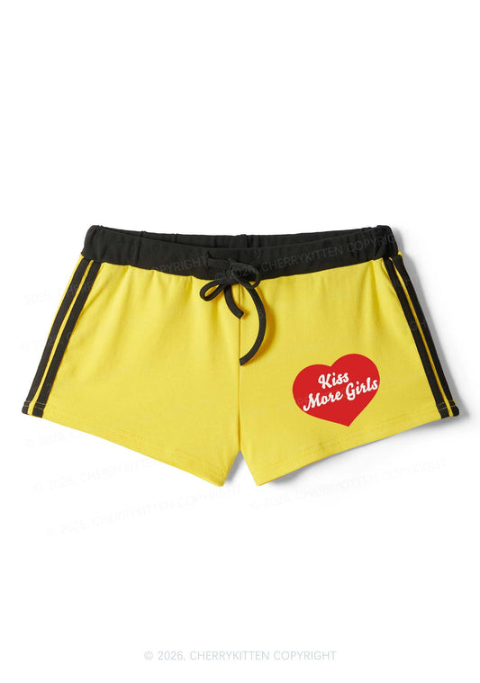 Kiss More Girls Pride Y2K Drawstring Mini Shorts Cherrykitten