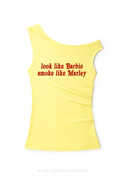 Smoke Like Marley Y2K Off Shoulder Tank Top Cherrykitten