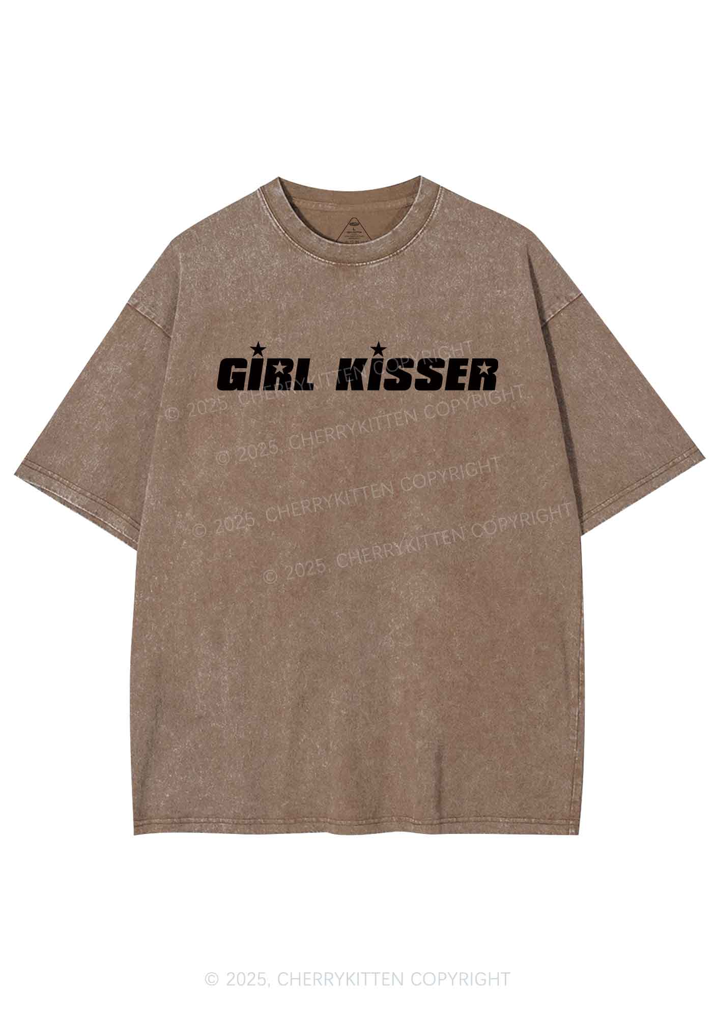 Girl Kisser Star Y2K Shirts Washed Tee Cherrykitten