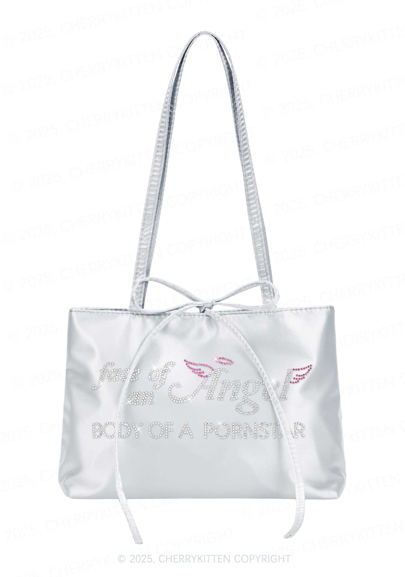 Rhinestone Face Of An Angel Y2K Satin Bags Cherrykitten