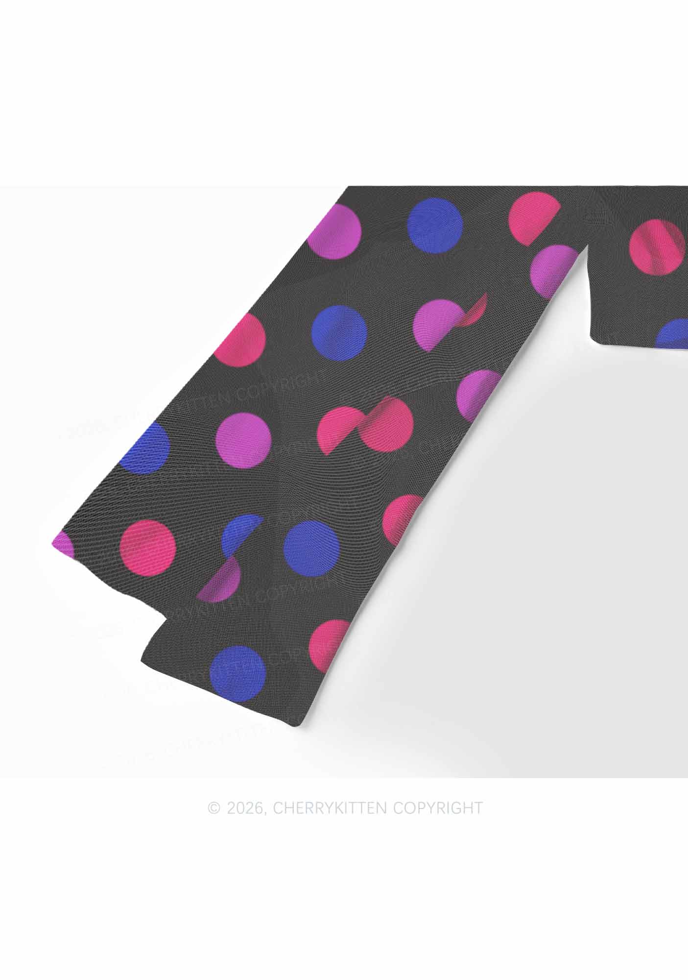 Bisexual Dots On Black Pride Y2K Mesh Long Sleeve Crop Top Cherrykitten