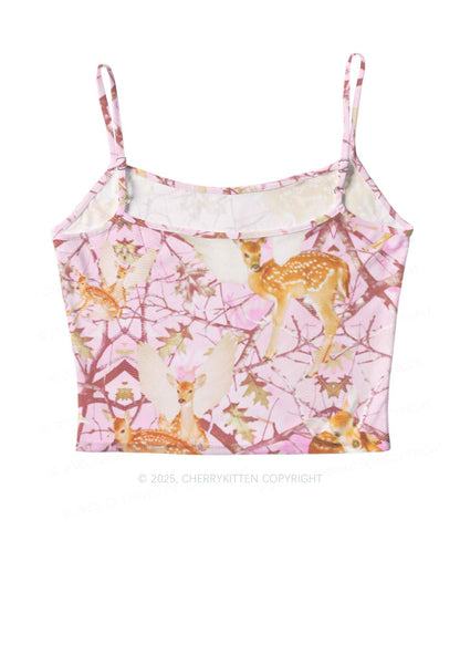 Pink Wood Deer Y2K Mesh Cami Tank Cherrykitten