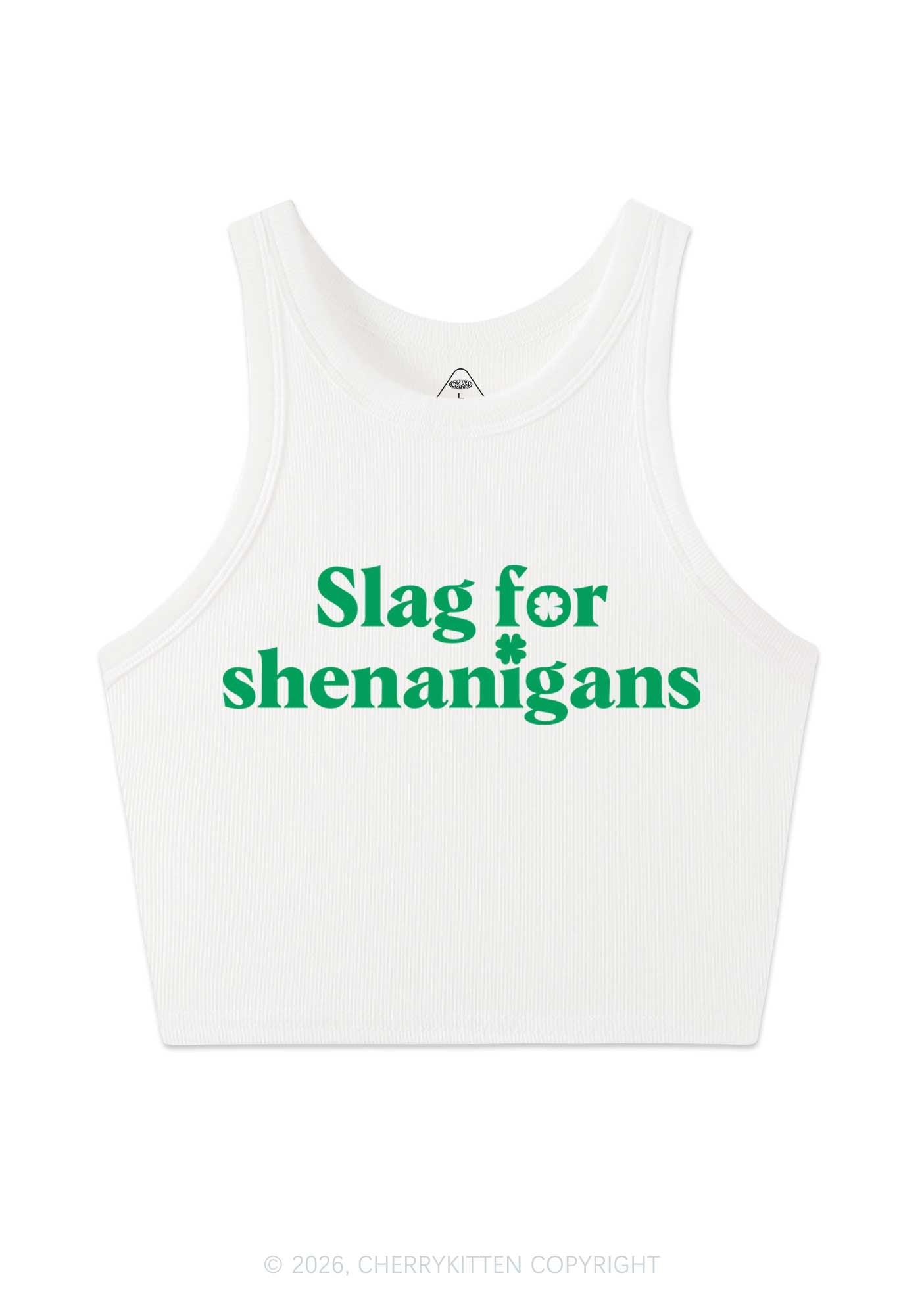 Slag For Shenanigans St Patricks Y2K Crop Tank Top Cherrykitten