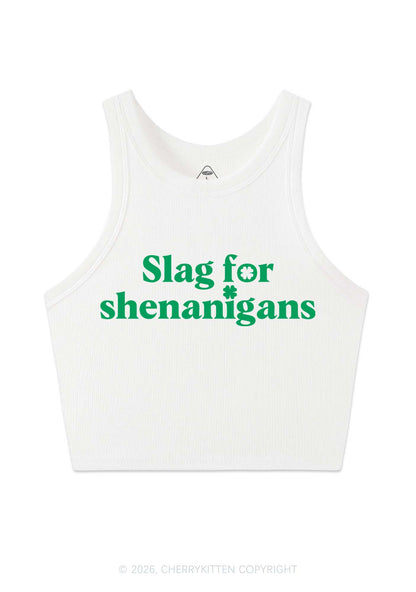 Slag For Shenanigans St Patricks Y2K Crop Tank Top Cherrykitten
