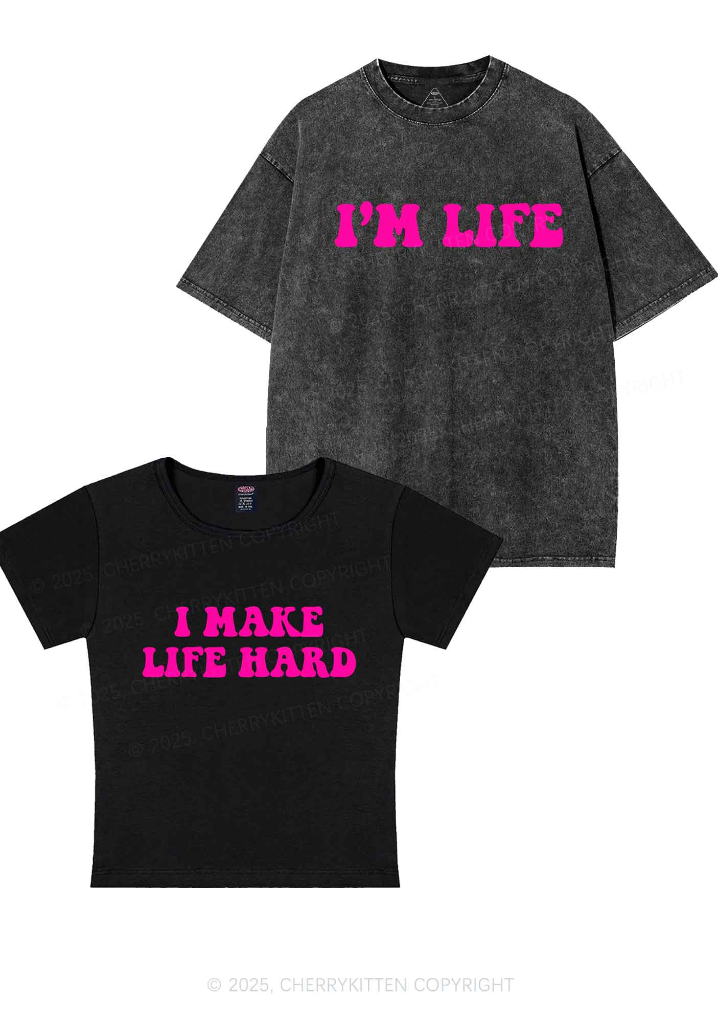 I Make Life Hard Y2K Valentine's Day Couple Shirt Cherrykitten