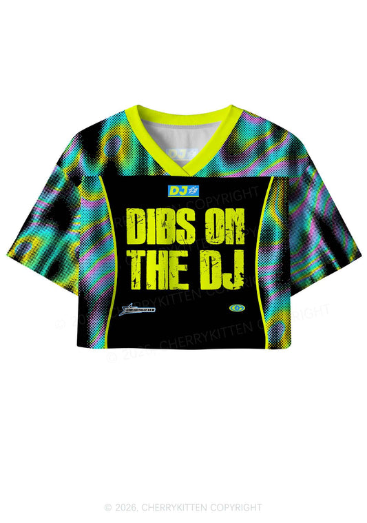 Neon Dibs On The DJ Y2K Crop Sport Jersey Shirts Cherrykitten