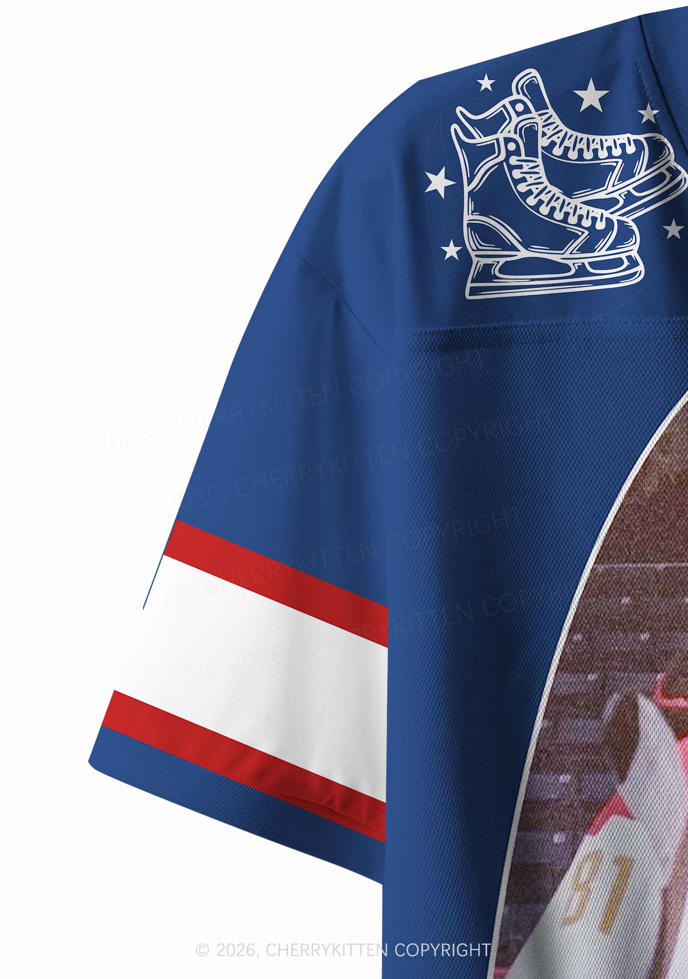 Blue Hockey Boys Kissing HR Y2K Crop Sport Jersey Shirts Cherrykitten