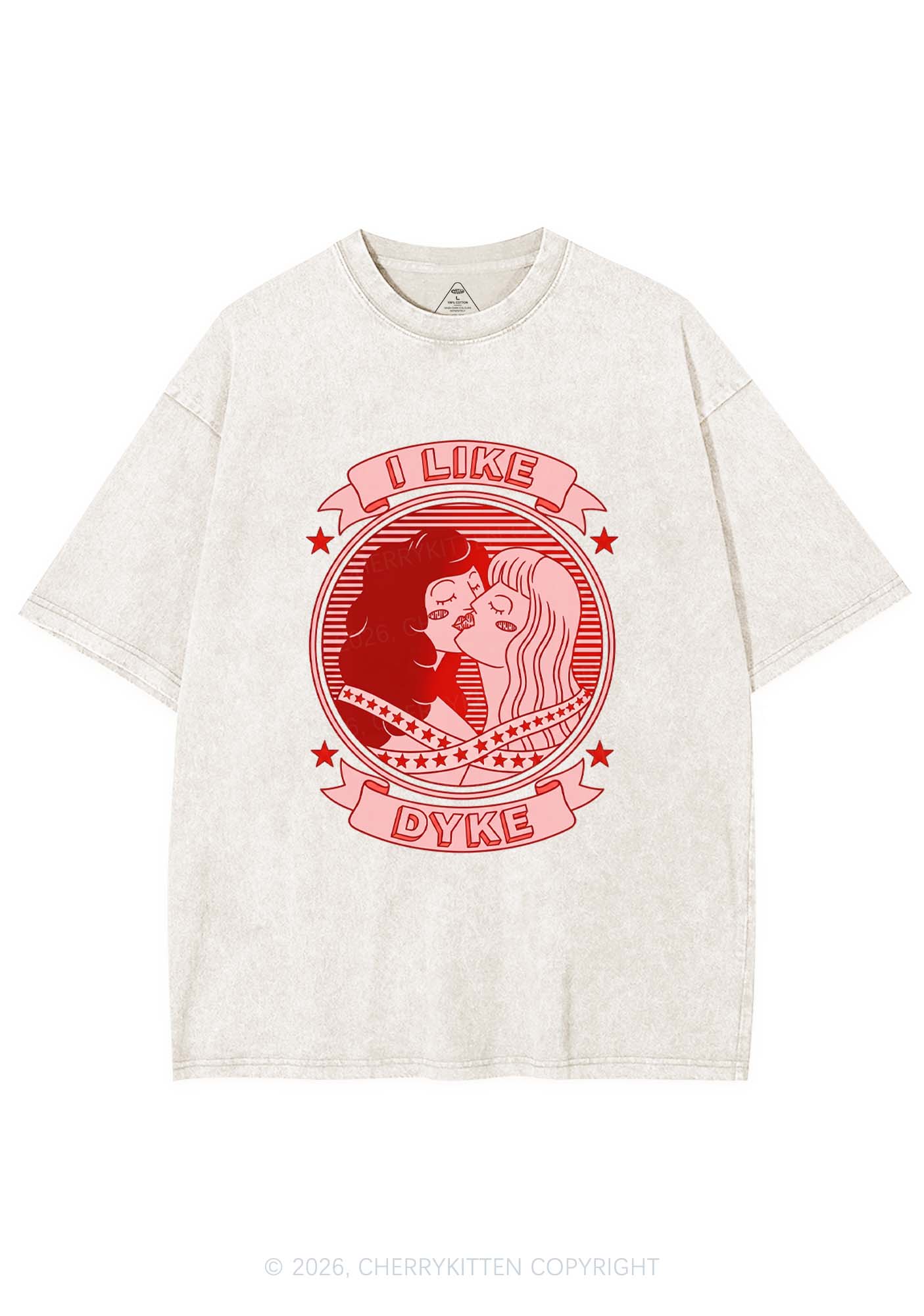 I Like Dyke Pride Y2K Shirts Washed Tee Cherrykitten