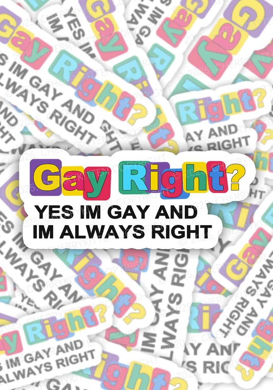 Gay Always Right Pride 1Pc Y2K Sticker Cherrykitten