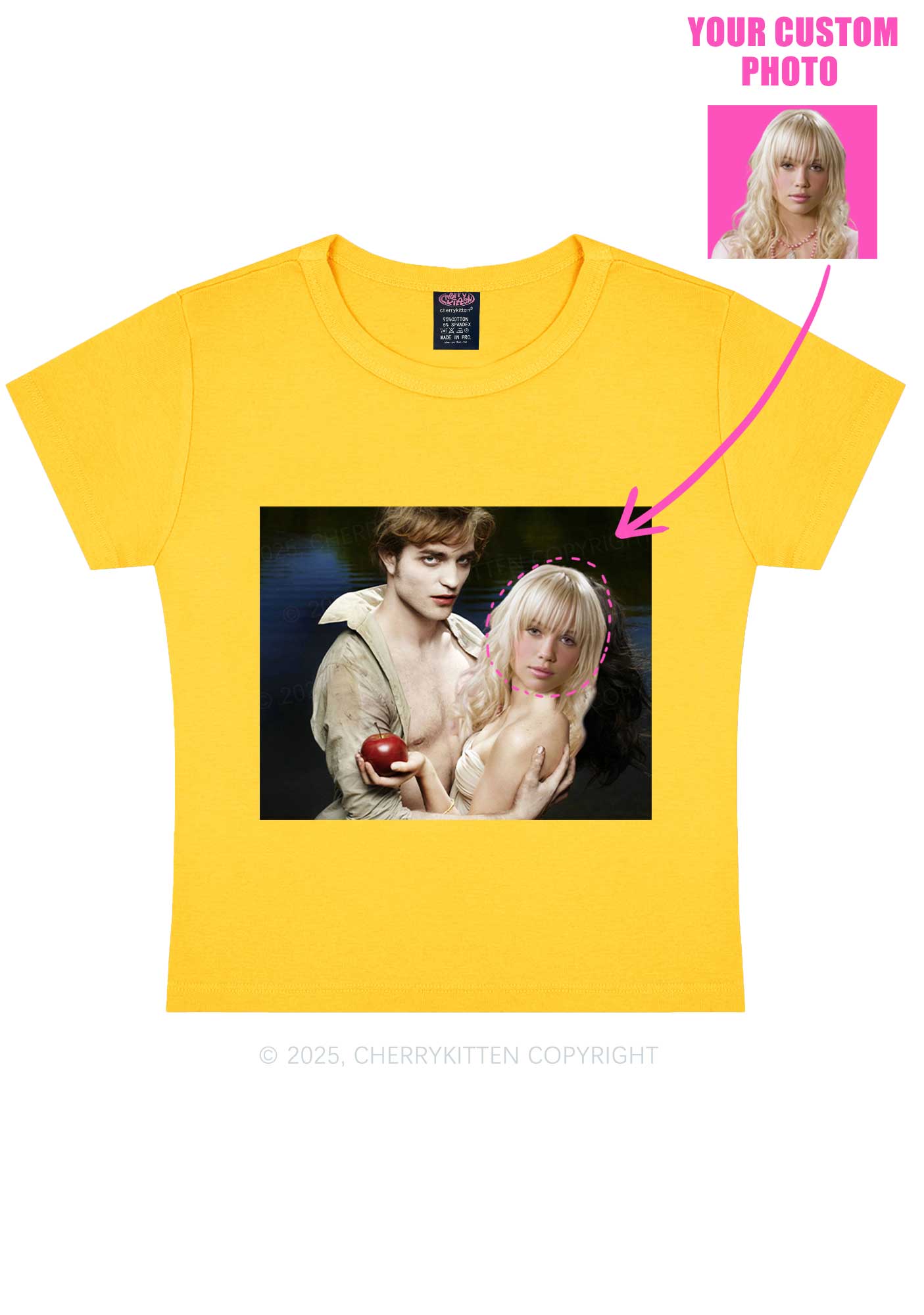 Custom Vampire Lover Photo Y2K Baby Tee Cherrykitten
