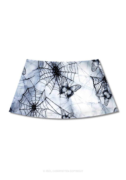 Web And Butterflies Y2K Print Mini Skirt Cherrykitten