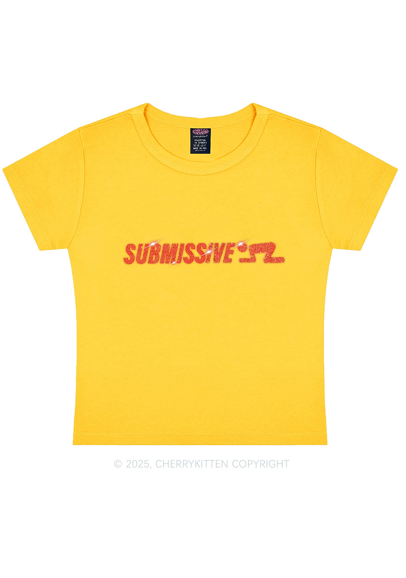 Rhinestone Submissive Man Y2K Baby Tee Cherrykitten