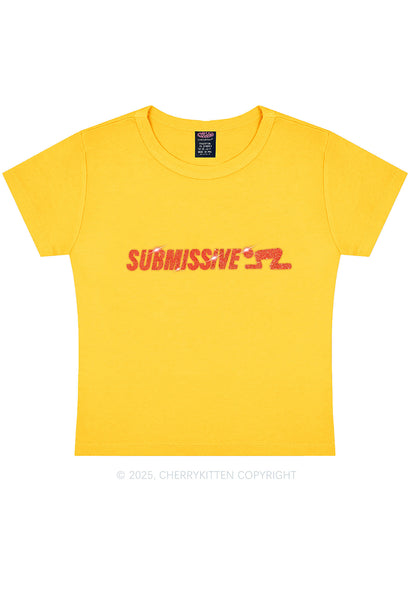 Rhinestone Submissive Man Y2K Baby Tee Cherrykitten