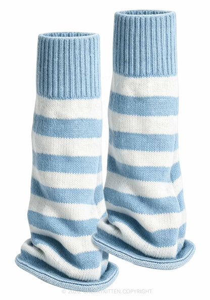 Stripes Knited Y2K Leg Warmers Cherrykitten