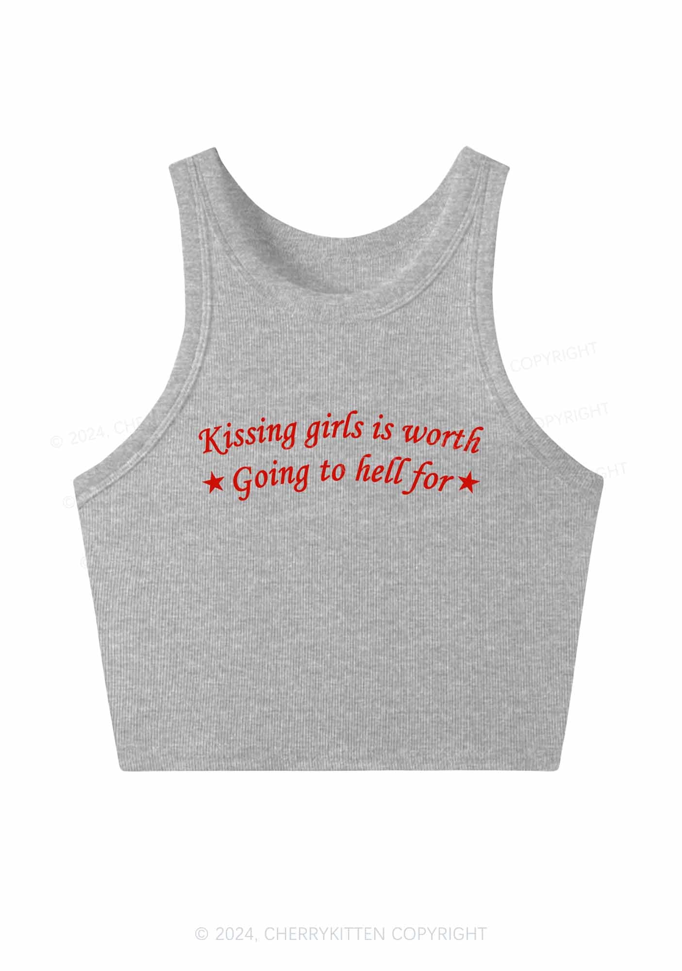 Kissing Girls is Worth Y2K Crop Tank Top Cherrykitten