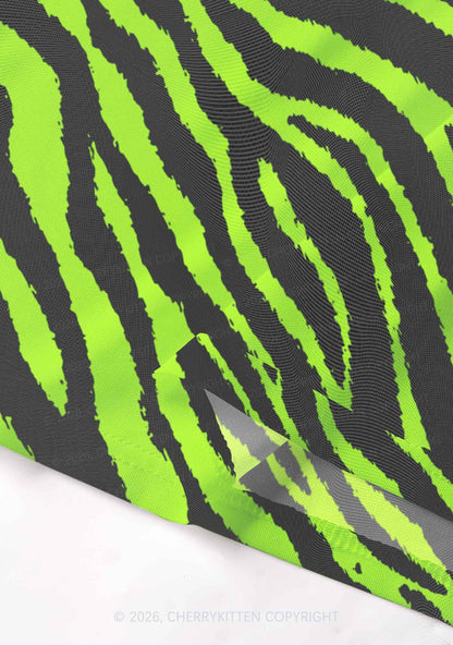 Green Zebra Y2K Mesh Crop Top Cherrykitten