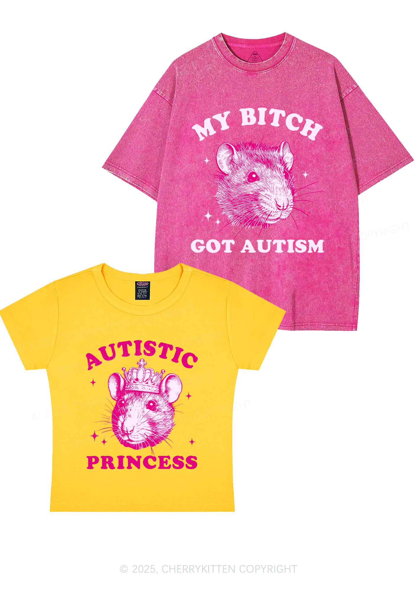 Autistic Princess Rats Y2K Valentine's Day Couple Shirt Cherrykitten