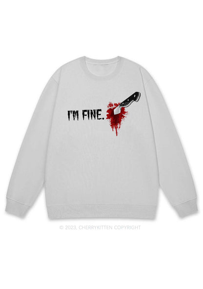 I'm Fine Horrible Bloodstains Halloween Y2K Sweatshirt Cherrykitten