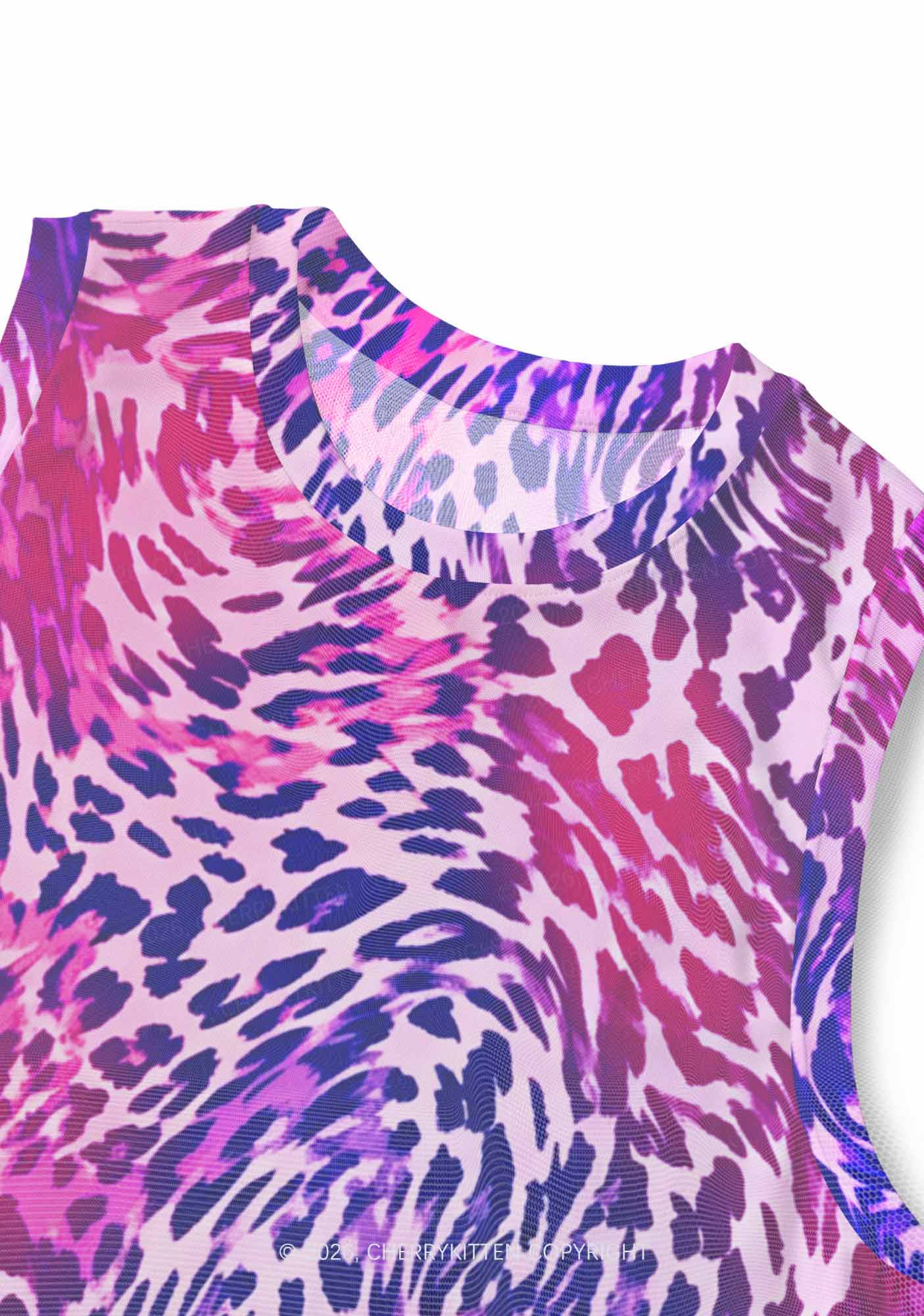 Bisexual Leopard Pride Y2K Mesh Muscle Tank Cherrykitten