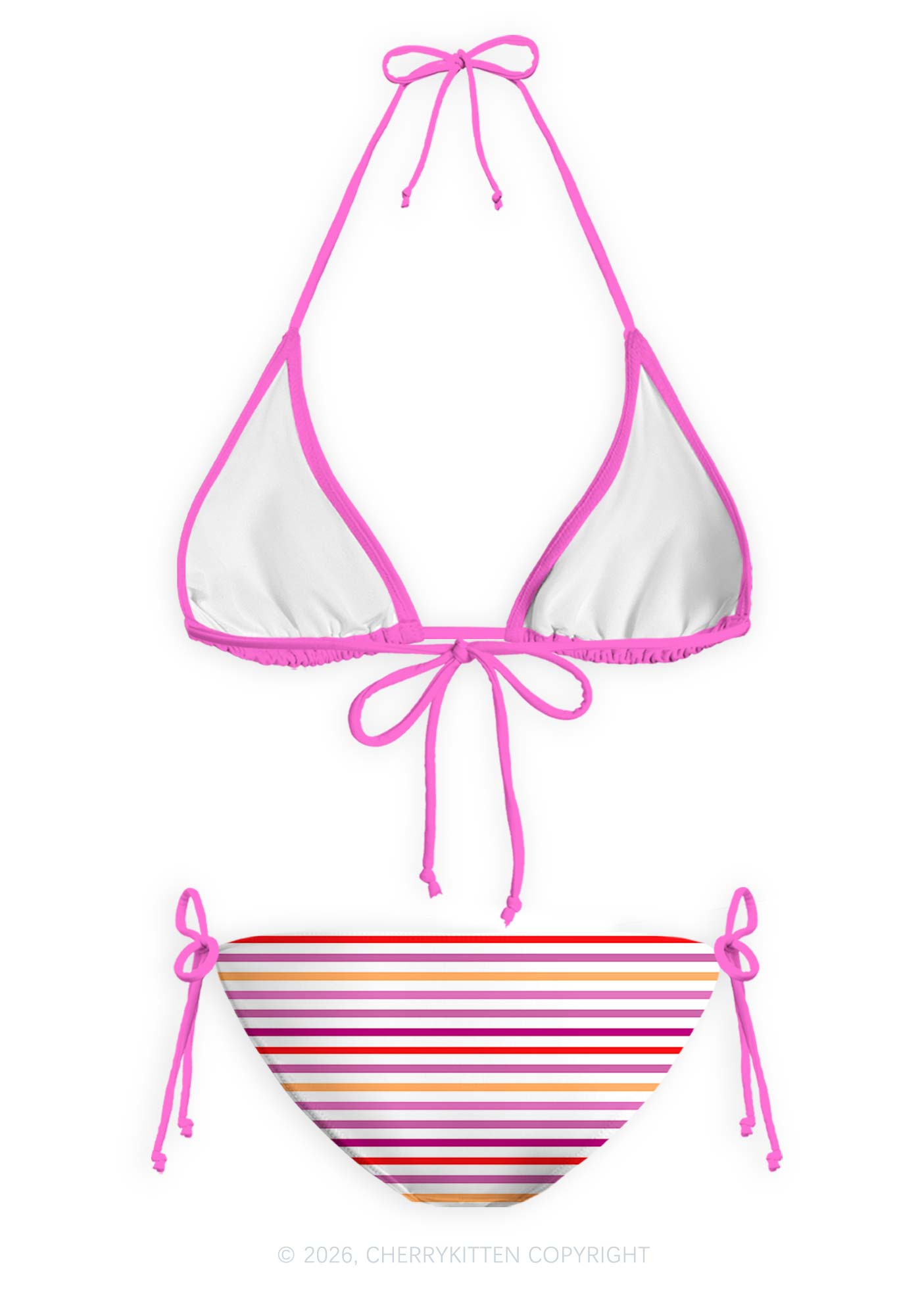 Lesbian Stripes Pride Y2K Print Bikini Set Cherrykitten