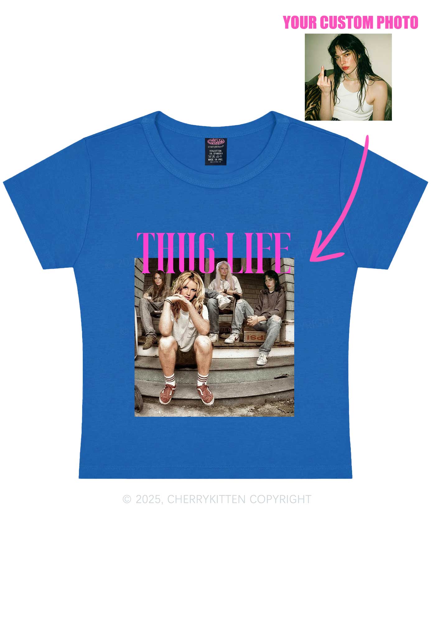 Custom Girls Thug Life Y2K Baby Tee Cherrykitten