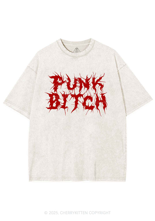 Punk Bxxch Y2K Shirts Washed Tee Cherrykitten