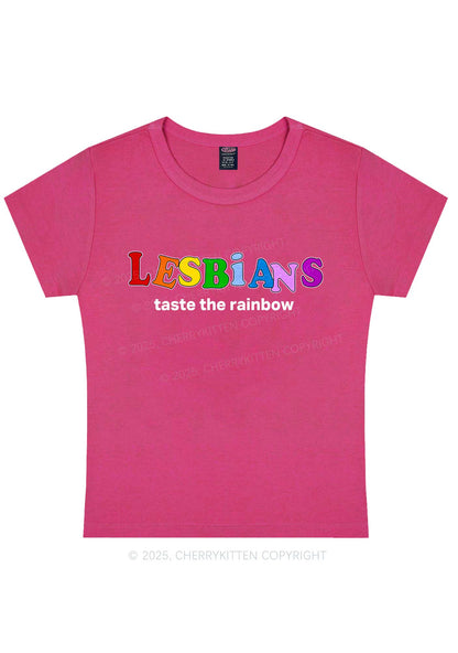 Lesbians Taste The Rainbow Y2K Baby Tee Cherrykitten